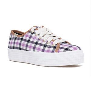 NWT - Keds x Kate Spade New York Triple Kick Cream Purple Gingham Sneakers